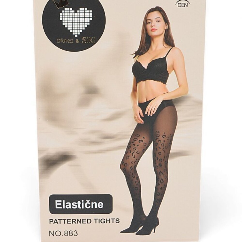 Leopard Pattern Black Tight Stocking NWT - image 3